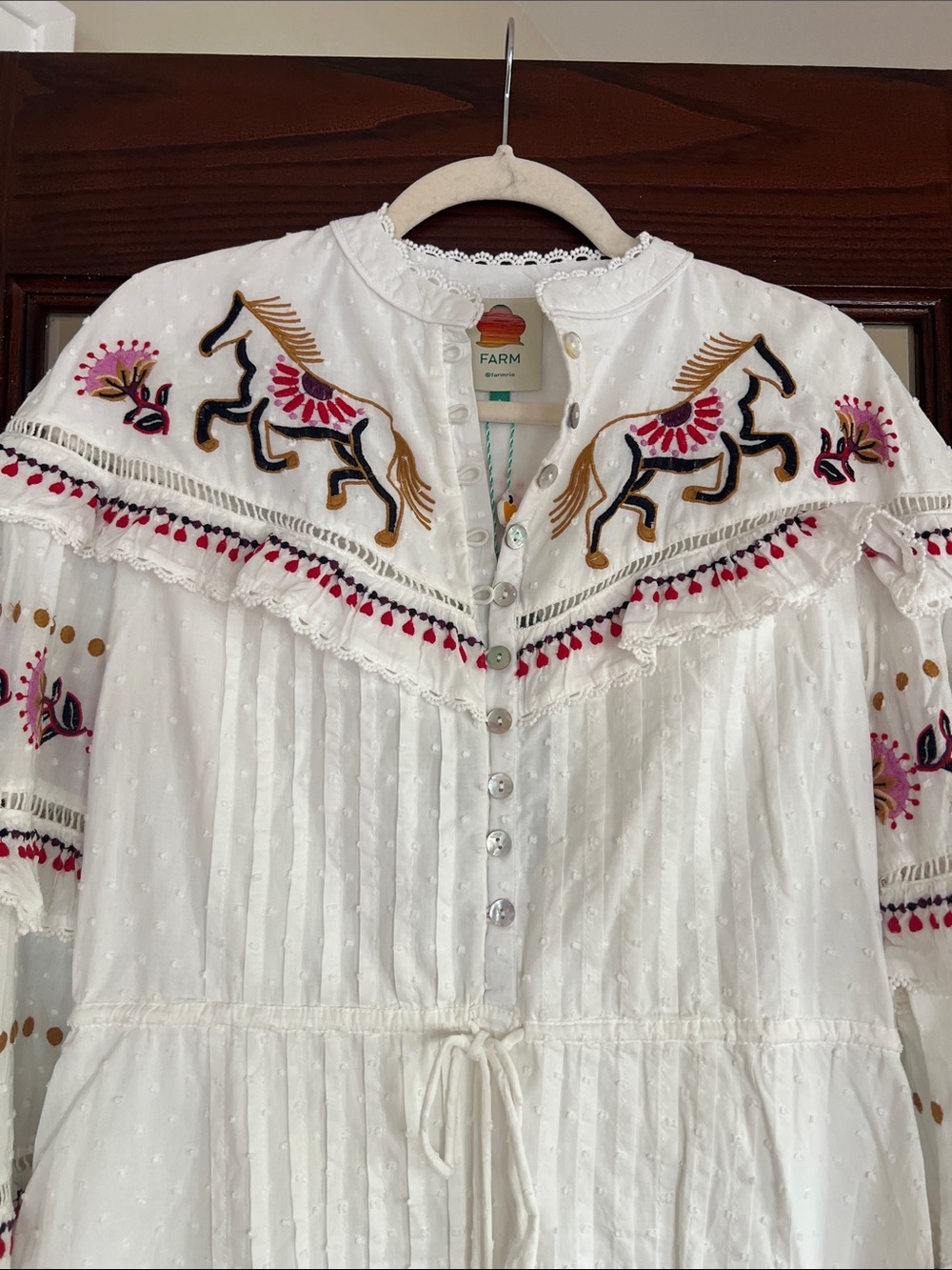FARM Rio White Embroidered Tunic with Multicolor Horse Motifs - Picture 4 of 10